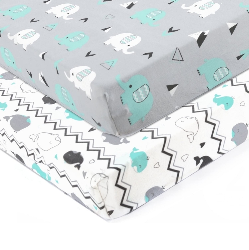 Brolex 2 pack crib mattress cover - grey & teal